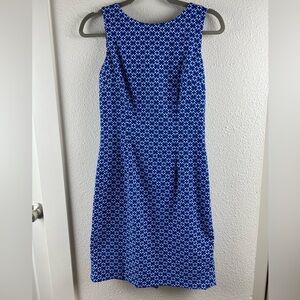 Mario Serrani Blue and White Patterned Midi Dress